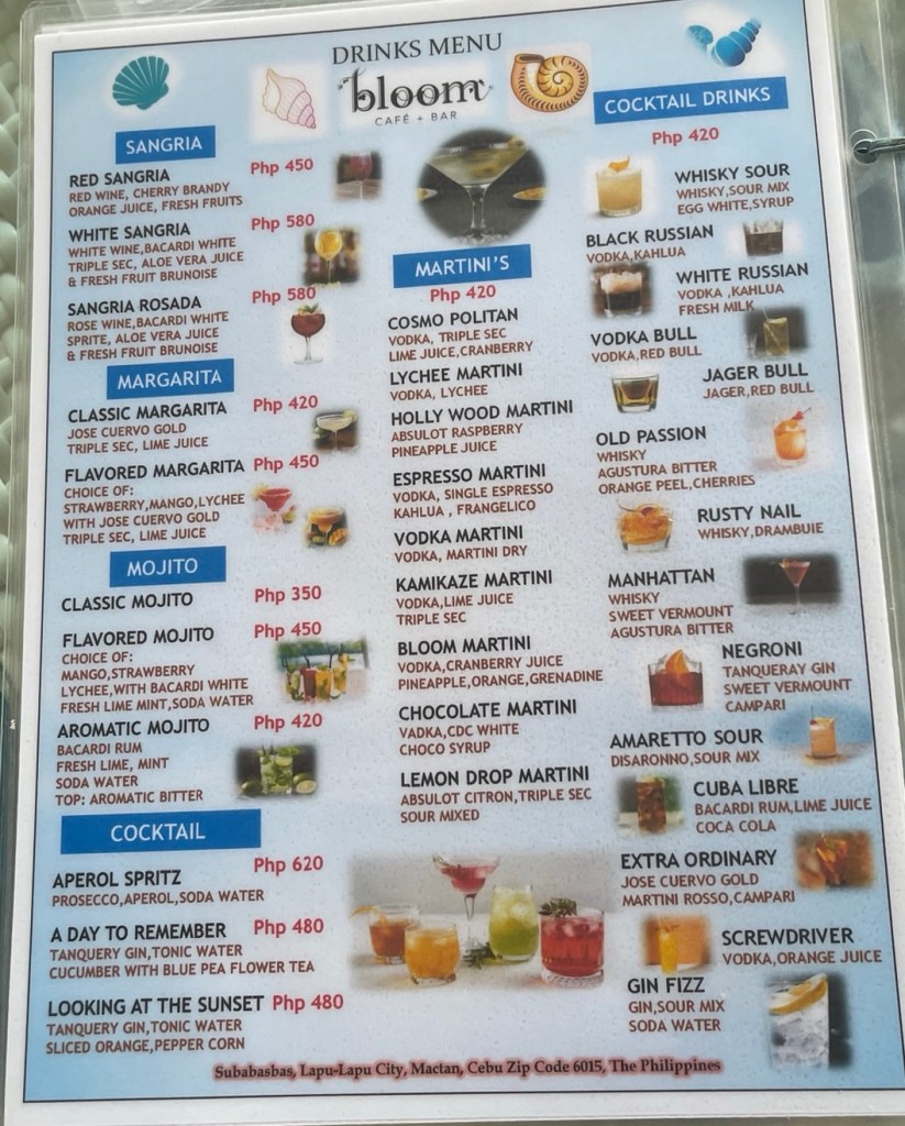 Bloom’s Bar and Café Drinks Menu 2