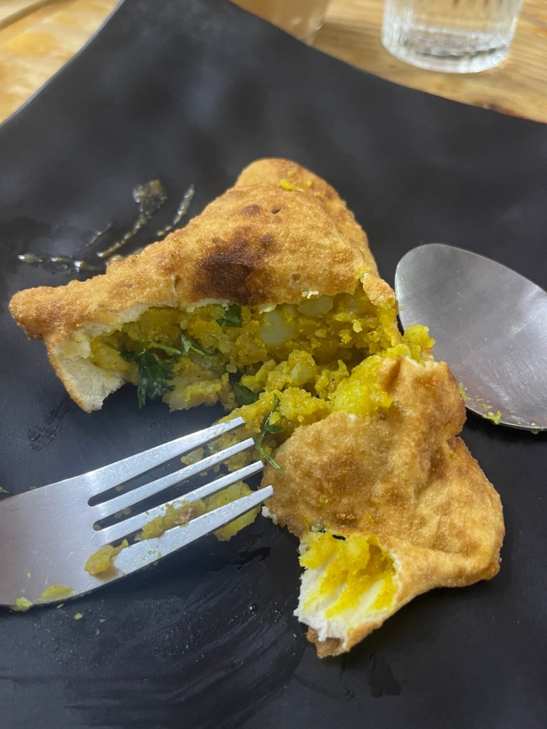 Vegetable Samosa cut into half