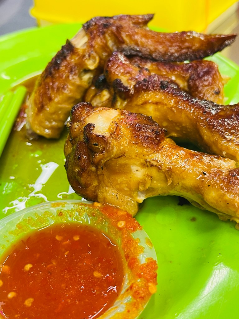 Closer look at the Grilled Chicken Wings with chili dipping sauce