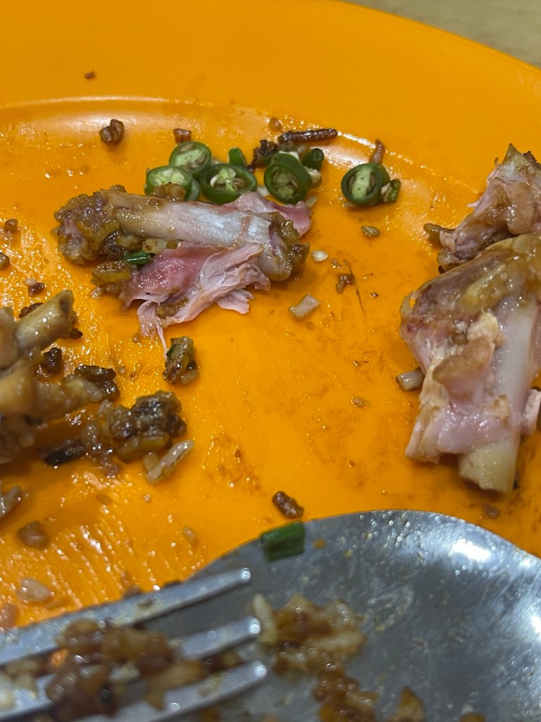 Bits of uncooked chicken in our claypot order​