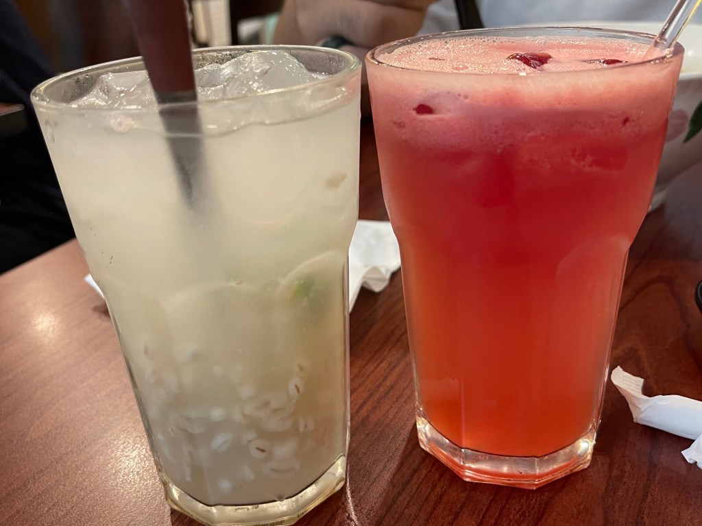 Two glasses of Barley and Watermelon Juice