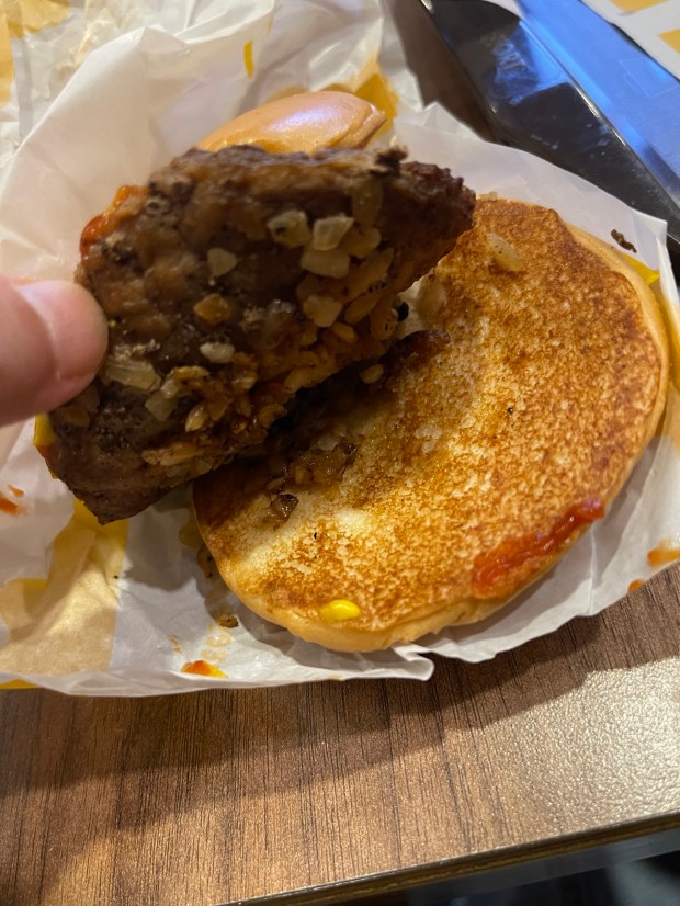 Extra onions on my Bruger McDo