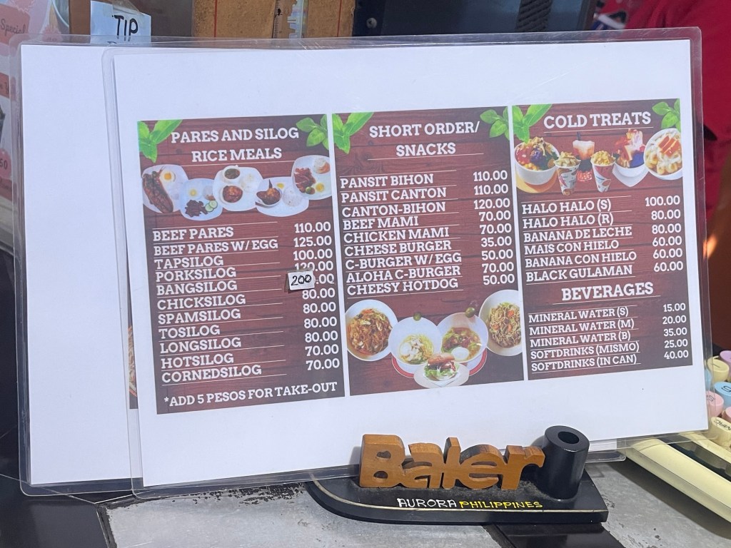 Gilliane's Snack House Menu 1
