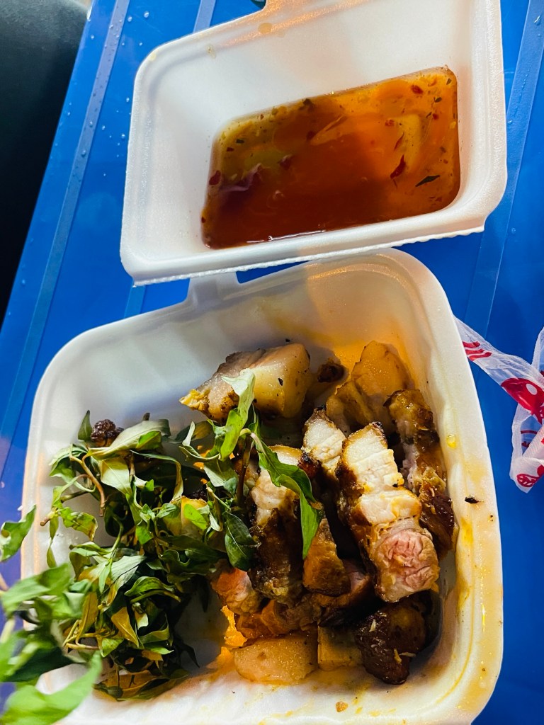 Grilled pork with fish sauce and herbs