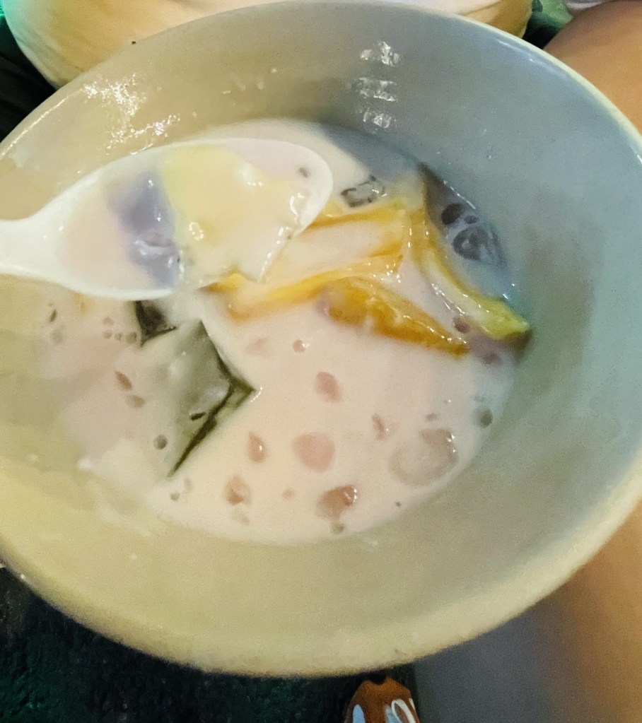 Chè Thập Cẩm - a coconut milk-based dessert filled with jellies, beans, fruits, and crushed ice