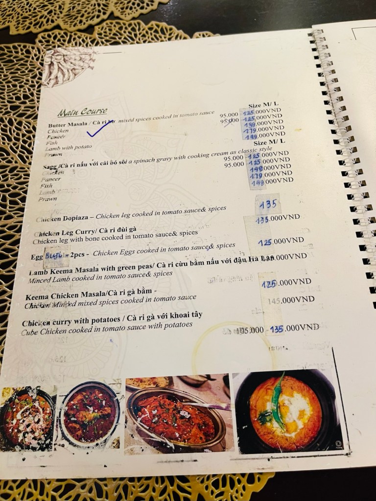 AAHAR's Main Course Menu