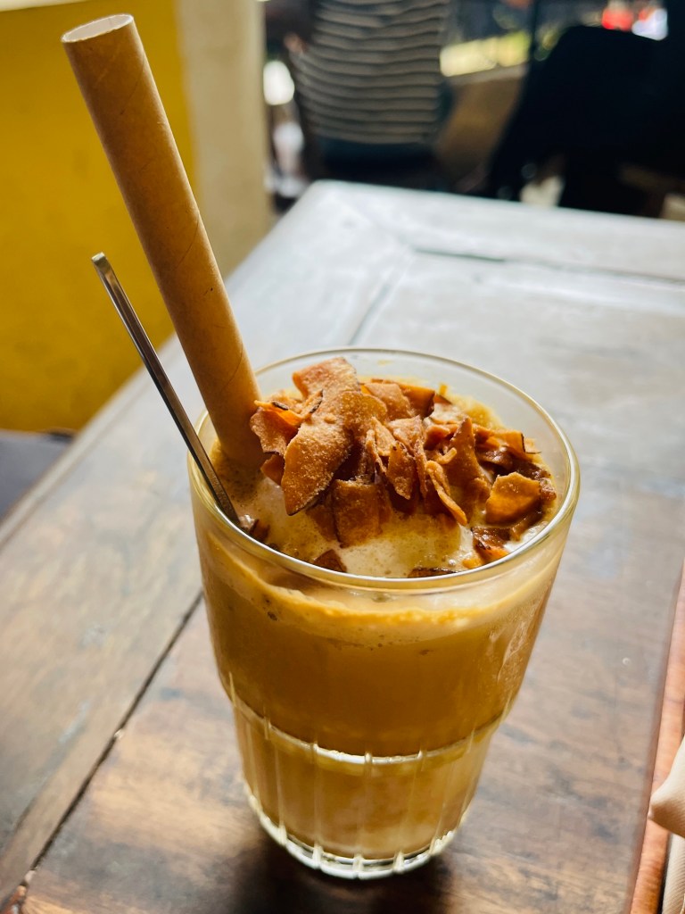 Iced Cà Phê Cốt Dừa or Vietnamese Coffee with Coconut Milk