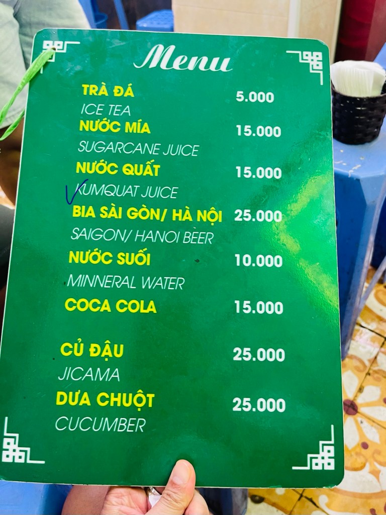 Oc Nong Ha Trang Menu 2 (Drinks)