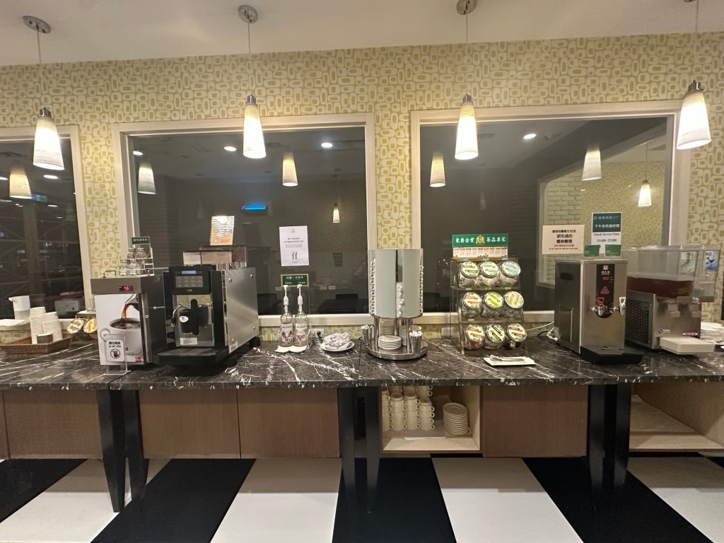 Unlimited coffee and tea supplies available 24 hours